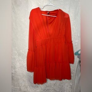 Red chiffon dress